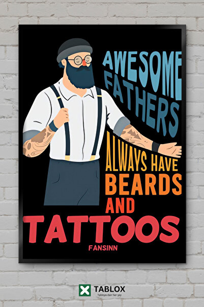 tablomaxtbx Awesome Father Baba Beard Beard Fathers Day Framed Decorative Mdf...