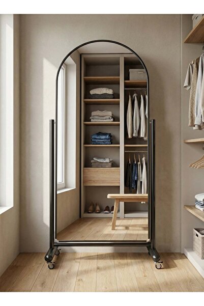 Taimi Extra Large Mirror With Elegant Design 180 X 70 Cm - Black Metal Frame,...