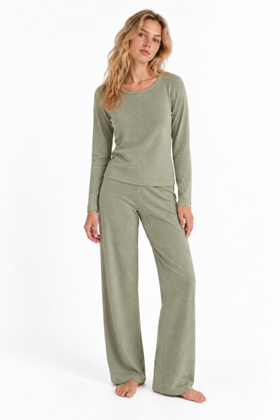 Liany Kadın Mint Yeşili Pamuklu Uzun Kollu Pijama Takımı
