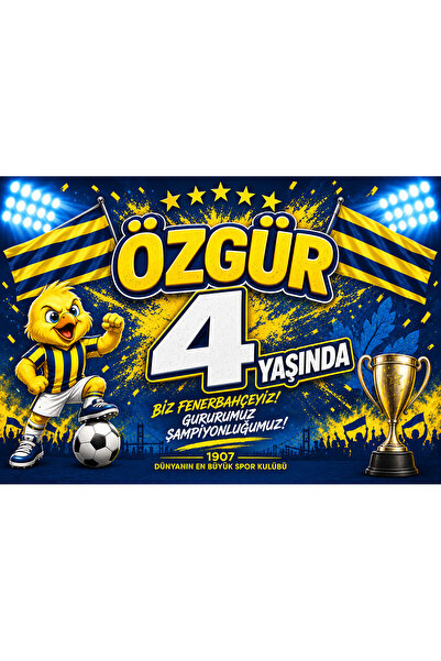 lagun reklam Özgür 4 Yaşında Fenerbahçe Temalı Doğum Günü Pankartı 100x70 cm ...