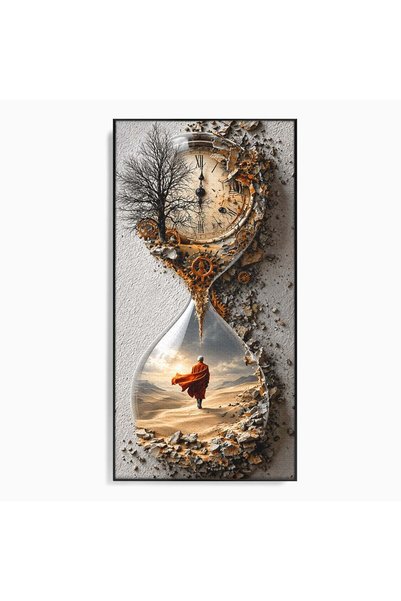 Luxcanva Tablou Canvas Calatoria Timpului 50x100 cm cu Rama Negru Desert Clep...