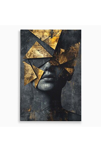 Luxcanva Tablou Canvas Fragmente de Aur 80x120 cm pe Sasiu Lemn Abstract Geom...