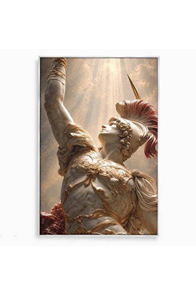 Luxcanva Tablou Canvas Gloria Eroica 40x60 cm cu Rama Argintiu Statuie Erou M...