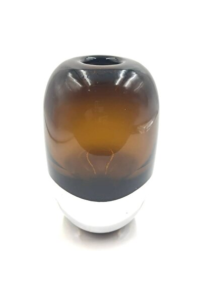 El Yapımı Amber Uzun Heykelsi Cam Vazo — Küçük (17 cm)
