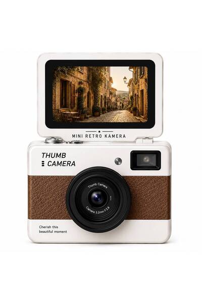 Y1 THUMB MİNİ KAMERA-180 DERECE DÖNEN EKRANLI RETRO SELFIE KAMERASI