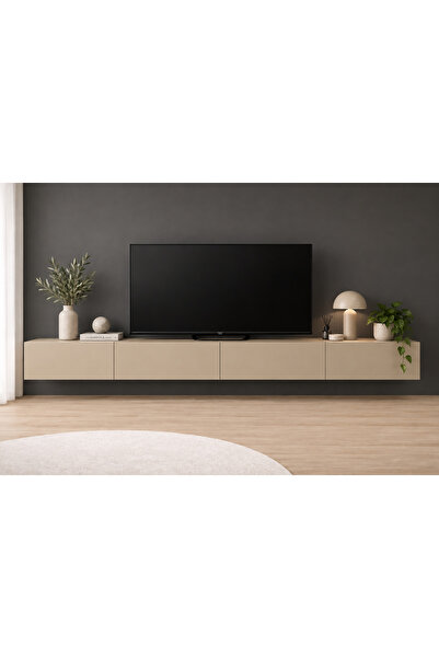 Mozide MDF Lunaro TV Ünitesi 300 cm – Kum Beji