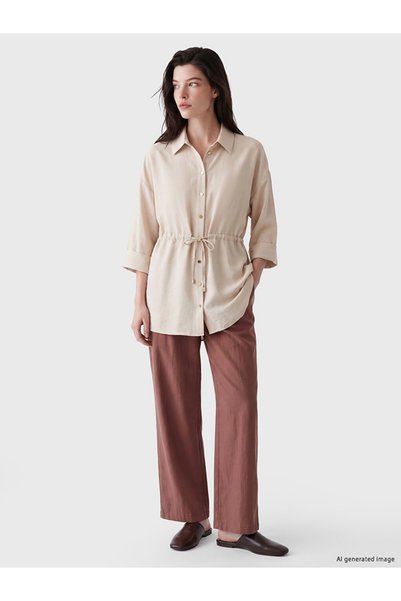 LC Waikiki LCW ComfortWide السراويل النسائية المطوية من القماش