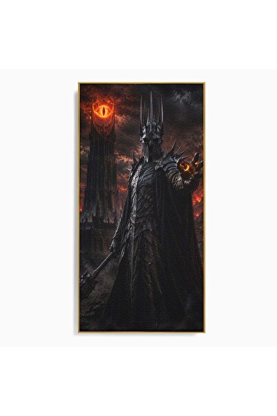 Luxcanva Tablou Canvas Stapanul Intunericului 60x120 cm cu Rama Auriu Sauron ...