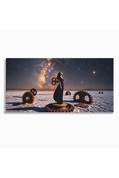 Luxcanva Tablou Canvas Femeie In Universul Mecanic 100x50 cm pe Sasiu Lemn St...