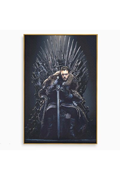 Luxcanva Tablou Canvas Juramantul Regelui 40x60 cm cu Rama Auriu Tron Coroana...