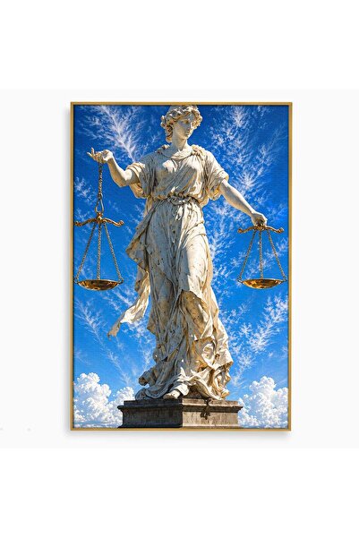 Luxcanva Tablou Canvas Justitia Divina 100x150 cm cu Rama Auriu Justitie Stat...