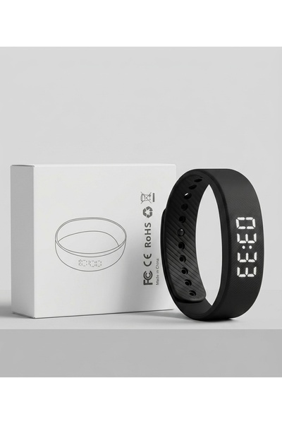 OEM Siyah LED Ekranlı Akıllı Bileklik - Titreşimli ve Alarm Özellikli Adımsayar