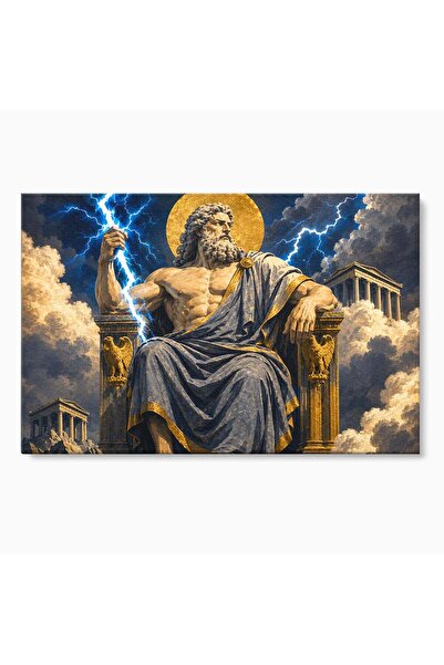 Luxcanva Tablou Canvas Zeus Stapanul Fulgerelor 60x40 cm pe Sasiu Lemn Zeus M...