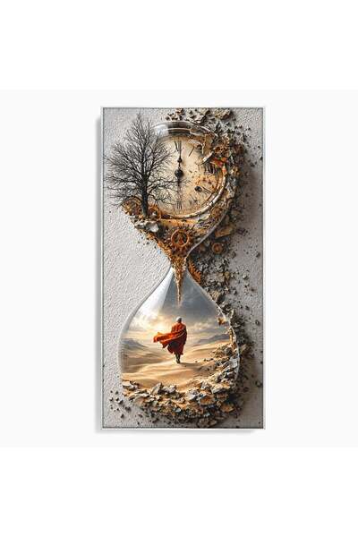 Luxcanva Tablou Canvas Calatoria Timpului 60x120 cm cu Rama Argintiu Desert C...