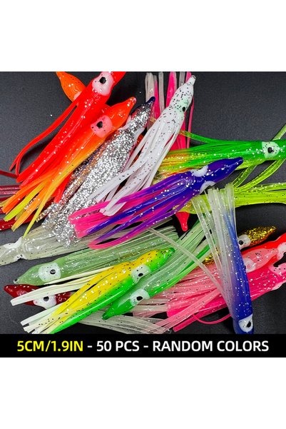 Choice 5cm-50pcs ShareShark 50pcs/bag Mixed Colors Luminous Octopus Skirts Tr...