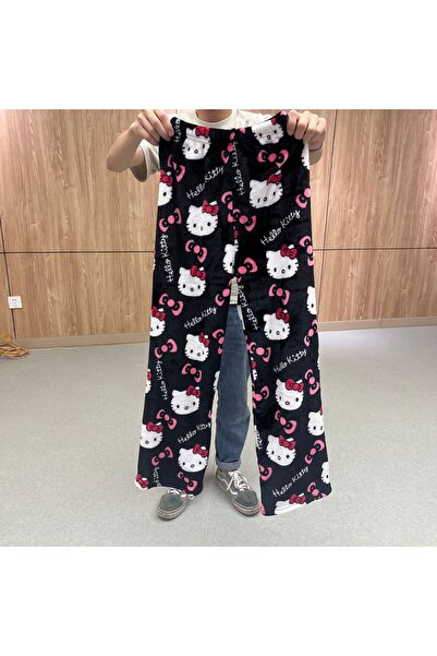 Choice M 37-47KG EEE Sanrio Hello Kitty Soft Flannel Wide Leg Pajama Pants Pr...
