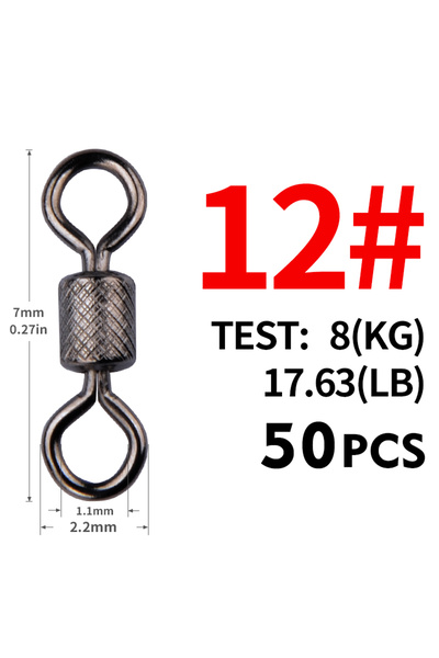 Choice مقاس 2 (8 كجم 7 مم) دوارات صيد ميريديث دوارة بكرة دوارة 50 قطعة دوارات...