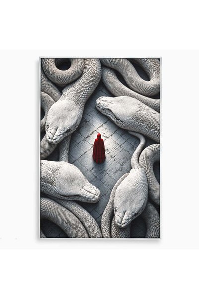 Luxcanva Tablou Canvas Misterul Serpilor Uriasi 40x60 cm cu Rama Argintiu Fig...