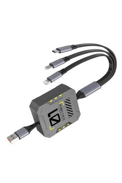 Bukela كابل شحن قابل للسحب 3 في 1، كابل USB C للشحن السريع بقوة 100 واط مع من...