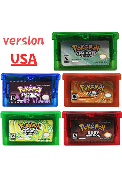 BANDAI USA-5 Styles Pokemon Game Card GBA Series 32-bit Video Game Cartridge ...