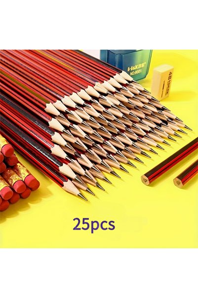 Choice أحمر، 25 قطعة، 9 قطع/25 قطعة، مصنوع من خشب الحور عالي الجودة، قلم رصاص...