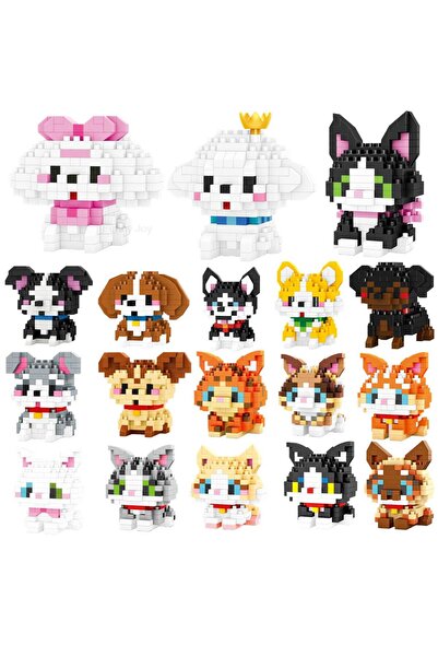 Choice No Box 18PCS Insect Micro Animals Pet Cats Dog Building Blocks 3D Diam...