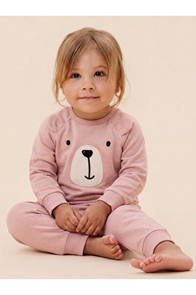 Tinymuyt Kız Bebek Alltan ve Enseden ÇıtÇıt'lı Nakışlı Şardonlu Zıbın Pembe