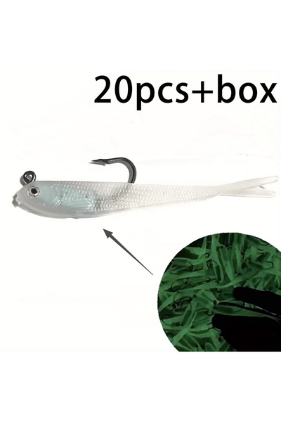 Choice 20pcs 1B 20Pcs Soft Bait Strap3Hook - Rainbow-Colored Mullet-Shaped Lu...