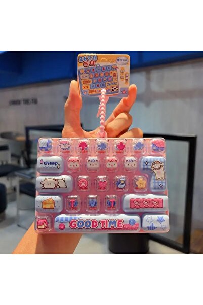 Choice BB--2 Cute Macaron Color 26 Keys Fidget Clicker Keychain, Stress Relie...