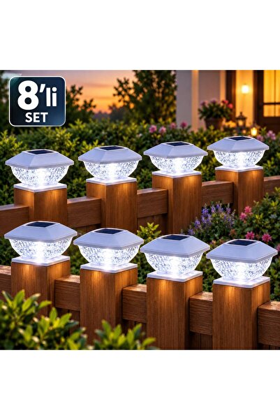 gaman 8 Adet Güneş Enerjili Dekoratif Direk Üstü Solar LED Bahçe ve Teras Ayd...