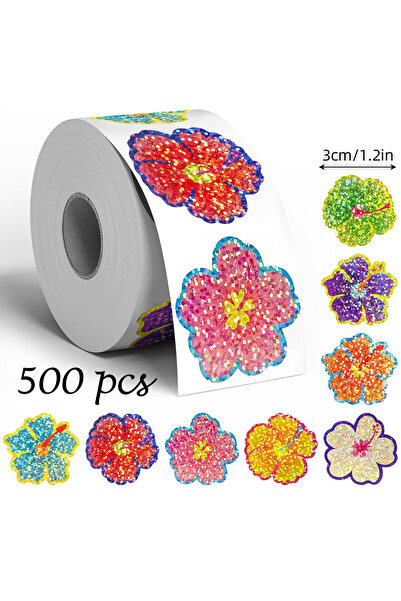 Choice H1077-3cm 500pcs Laser Flower Sticker Roll Cute Flower Shape Sealing S...