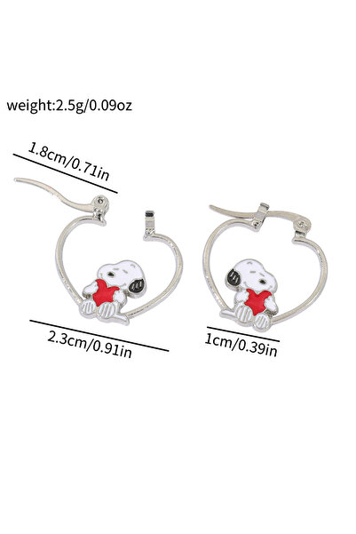 BANDAI Earring Sweet Adorable Snoopy Openwork Enamel Pendant Earrings Charmin...
