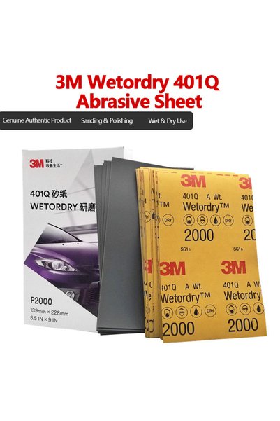 3M 1500 20pcs 401Q Wet Dry Sandpaper 2000 Grit Waterproof Abrasive Paper for ...
