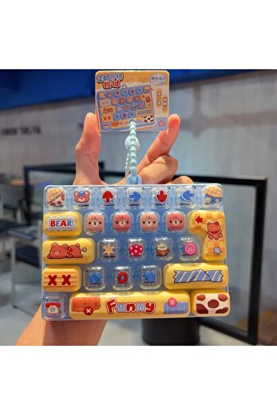 Choice BB--4 Cute Macaron Color 26 Keys Fidget Clicker Keychain, Stress Relie...