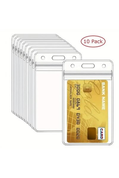 Choice 10pcs Waterproof Transparent Plastic Card Clip Protective Cover for Ba...