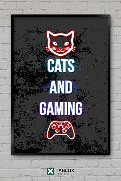 tablomaxtbx Cat Kedi Gaming Player Poster pentru iubitorii de jocuri Tablou d...