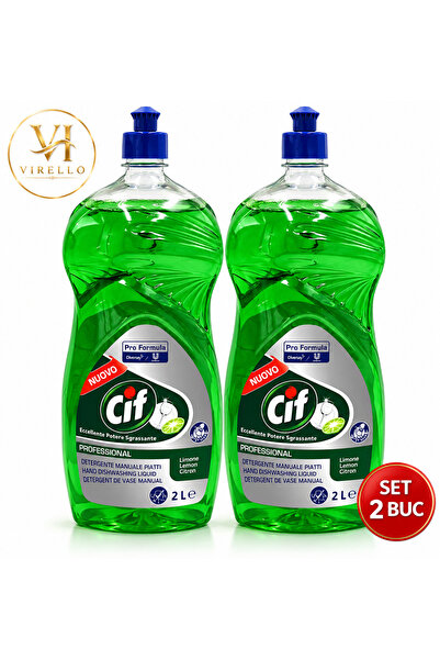 Cif Set 2 x Professional Detergent Manual pentru Vase cu Lămâie 2 L