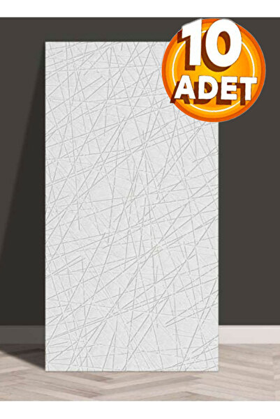 Bien Home 10 Adet, Yüksek Kalite Kabartmalı Dokulu Beyaz Tonlarında Gerçek Duvar Hissi Modern Çizgili Görünüm Desenli Pvc Mat Panel Kendinden Yapışkanlı Duvar Kaplaması Mat-8001, 30x60 CM