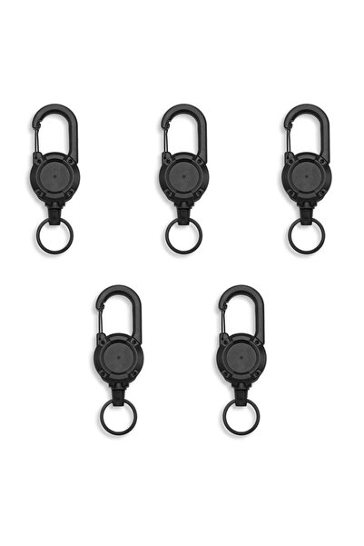 Choice Black 5pcs Retractable Heavy Duty Pull Reel Carabiner Strong Steel Wir...
