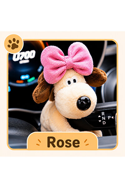 Choice Rose Dog Cute Plush Puppy Car Ornament for Wiper Rod, Turn Signal Leve...