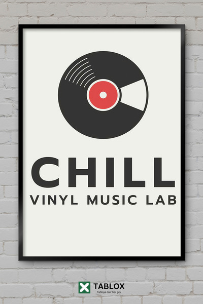 tablomaxtbx Διακοσμητικός πίνακας MDF με κορνίζα Chill Sakin Vinyl Plak Music...