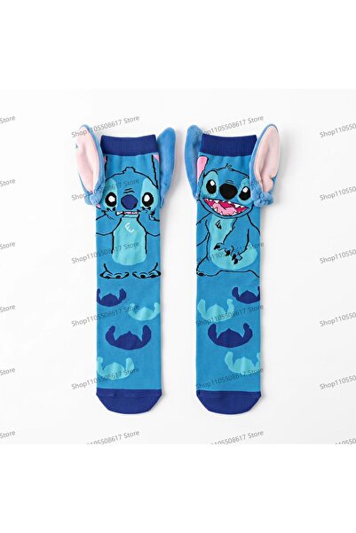 BANDAI Blue Cute Funny 3D Plush Stitch Cartoon Socks Anime Cartoon Character ...