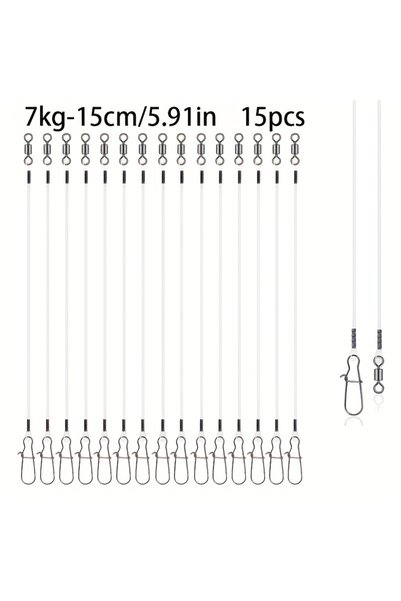 Choice 7kg 15cm 15pcs 15pcs Fluorocarbon Wire Leader for Fishing-Invisible & ...