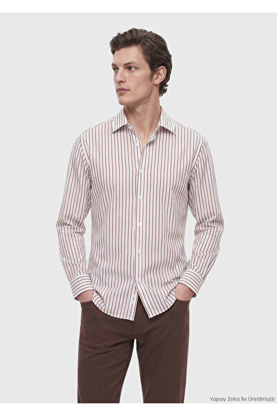 Ramsey White Striped Regular Fit Long Woven Classic 100% Cotton Shirt