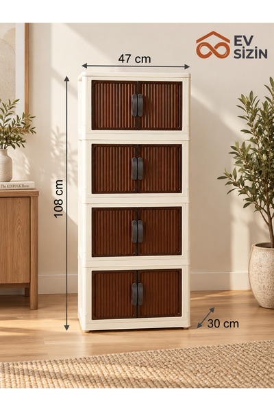 Ev Sizin Çok Amaçlı Portatif 4 Katlı Dolap 47 × 30 × 108 Cm Modüler Düzenleyici