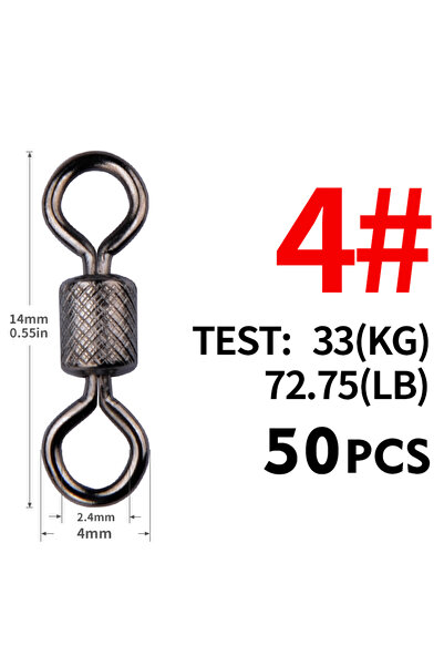 Choice مقاس 6 (33 كجم 14 مم) دوارات صيد ميريديث دوارة بكرة دوارة 50 قطعة دوار...