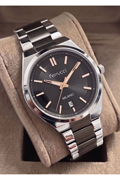 Ferrucci Men's Functional Calendar Metal Strap Wristwatch with 2 Years Warranty