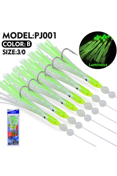 Choice 1 PCS B 6pcs OPP/Set Luminous Cluster Soft Lure Eel Sabiki Rigs String...