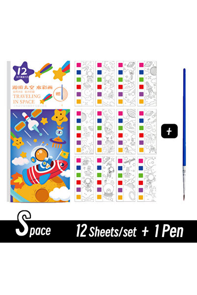 Choice Space kkjoy 12 Sheets Portable Watercolor Painting Book with Paint Bru...