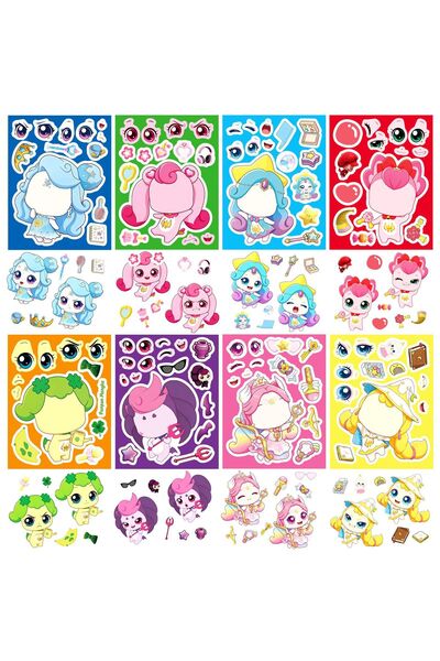 Choice 8Pcs 8Pcs Anime Cartoon Make a Face Stickers DIY Handicrafts Waterproo...
